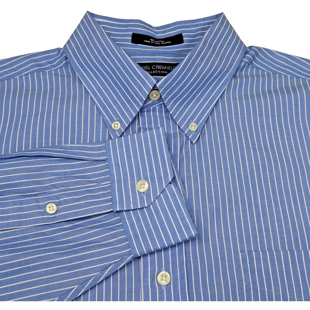 Daniel Cremieux Shirt Mens 16.5x34 Blue Signature Collection Button Down L/S